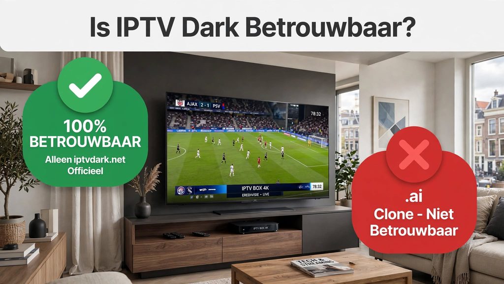 Is IPTV Dark betrouwbaar? Alleen iptvdark.net is 100% betrouwbaar officieel - .ai clones niet betrouwbaar